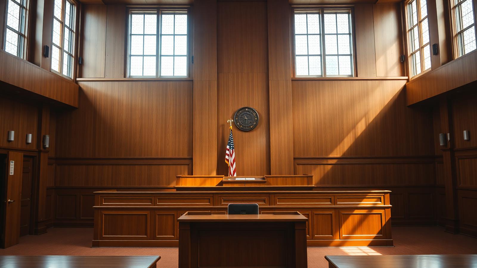 Empty courtroom interior